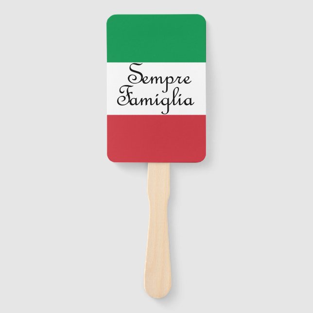 Sempre Famiglia and Italian flag colours Hand Fan (Front)