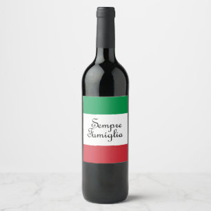 Sempre Famiglia and Italian flag colours Wine Label