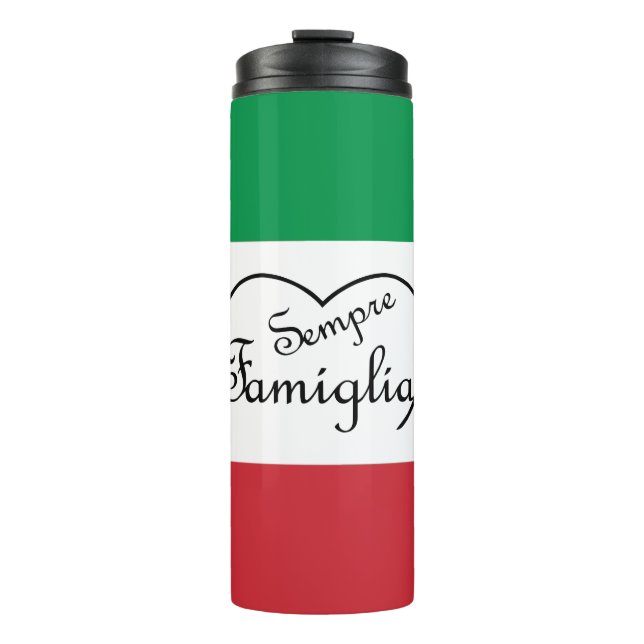 Sempre Famiglia Italian 'Always Family' Heart Thermal Tumbler (Front)