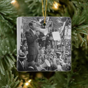 Sen. Robert Kennedy Campaigning for US President   Ceramic Ornament