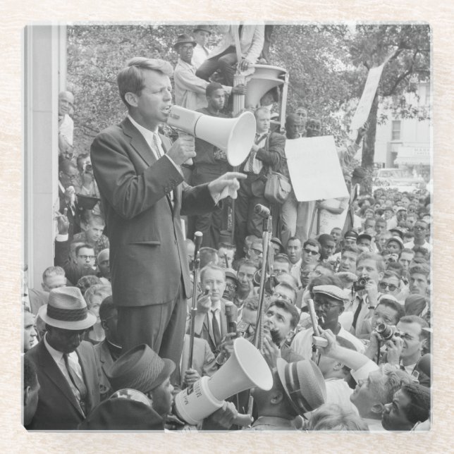 Sen. Robert Kennedy Campaigning for US President   Glass Coaster (Front)