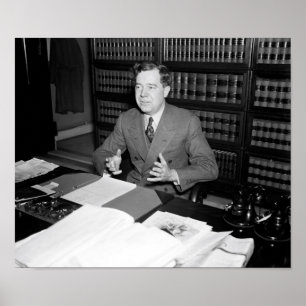 Senator Huey Long At His Desk - 1935 Poster