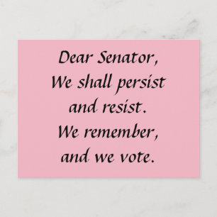 Senator Persist Resist Remember Vote Postcard