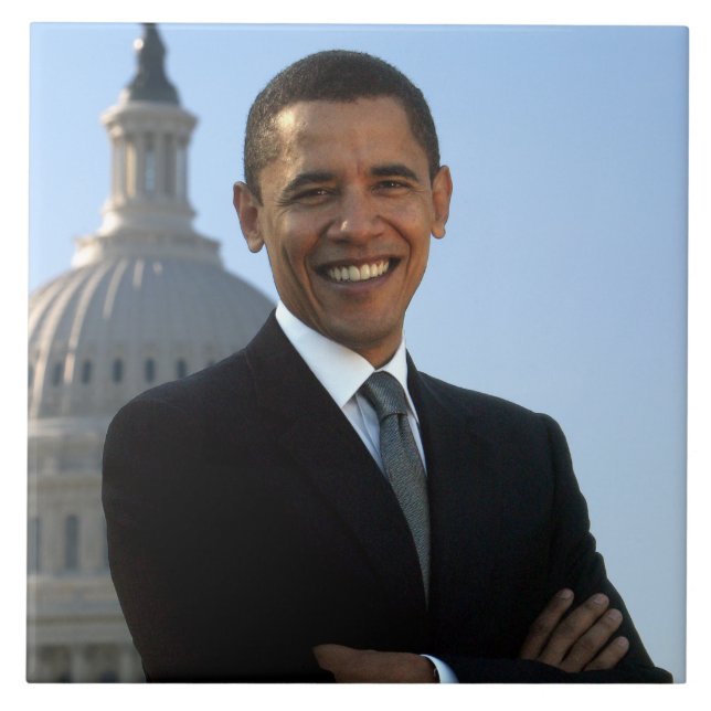 Senator Portrait, American President Barack Obama Ceramic Tile (Front)
