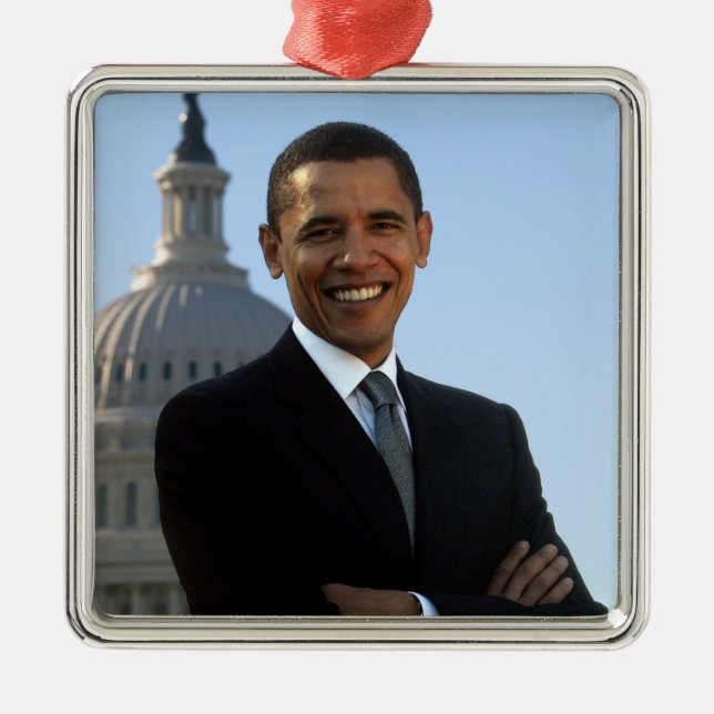 Senator Portrait, American President Barack Obama Metal Ornament (Front)