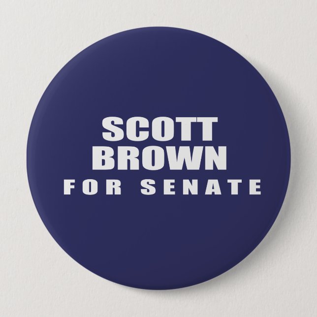 SENATOR SCOTT BROWN 10 CM ROUND BADGE (Front)