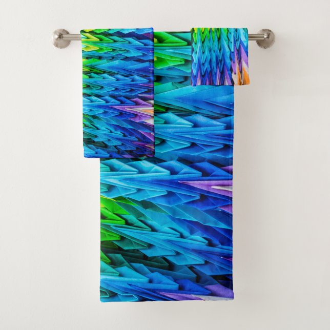 Senbazuru or one thousand origami cranes bath towe towel set (Insitu)