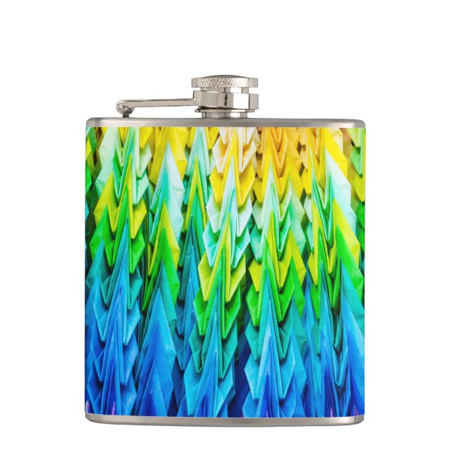 Senbazuru or one thousand origami cranes hip flask (Front)