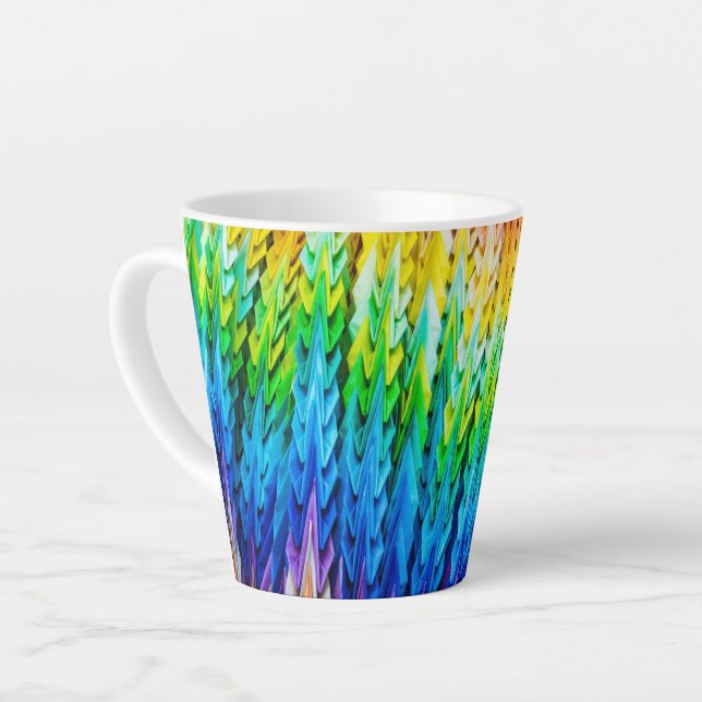 Senbazuru or one thousand origami cranes latte mug (Left Angle)