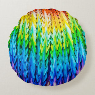 Senbazuru or one thousand origami cranes round cushion