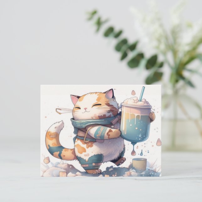 Send a Boba Tea Cat Postcard to Everyone You Love (Standing Front)