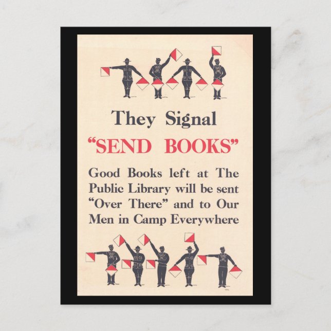 "Send Books" to Troops WWI Poster Postcard (Front)