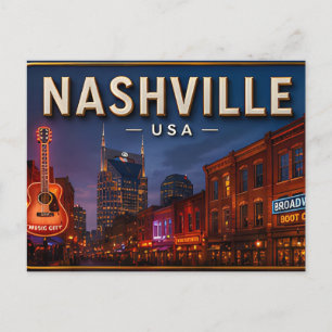 Send Greetings from Nashville Music City Postcard