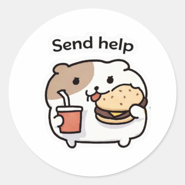 Send Help Meme Sticker – Funny cute animal (Front)