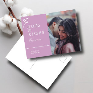 Send Hugs & Kisses with Custom Photo Valentines Postcard