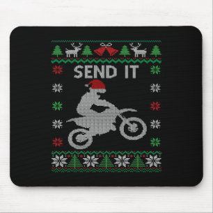 Send It Dirt Bike Riding Santa Motocross Ugly Chri Mouse Pad