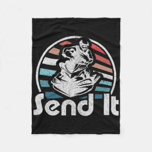 Send It Jet Ski Retro 70s Funny Jet Skiing Vintage Fleece Blanket