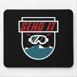Send It T Shirt Men Women Kids Ski Goggles Snowboa Mouse Pad