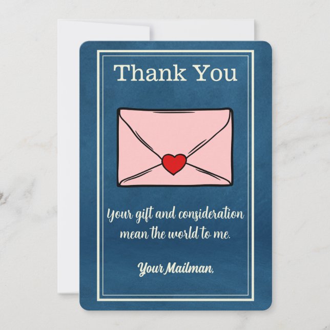 send Letter Carrier Mailman Postal Mail Carrier Thank You Card (Front)