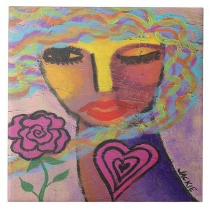 Send Me Flowers Abstract Art Ceramic Tile