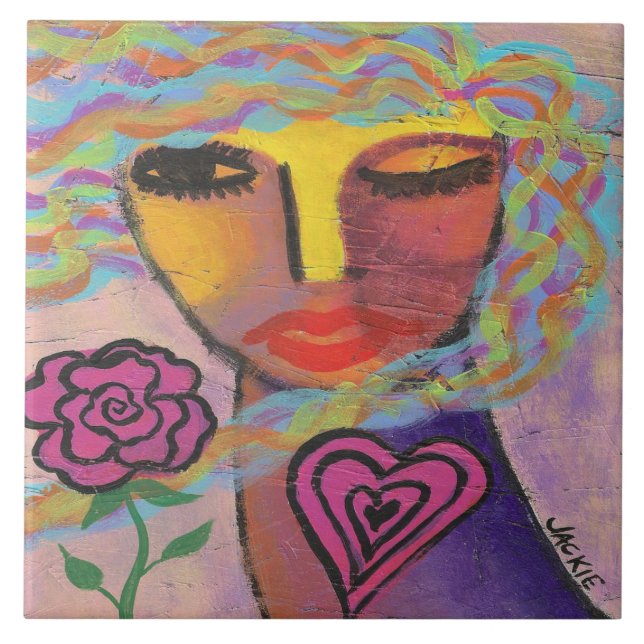 Send Me Flowers Abstract Art Ceramic Tile (Front)