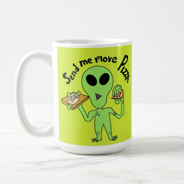 send me more pizza  ufo coffee mug (Left)