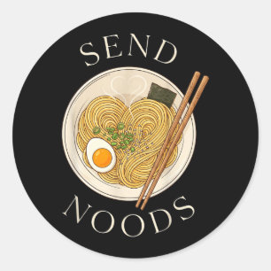 Send Noods Noodle Yummy Japanese Food Ramen Heart Classic Round Sticker
