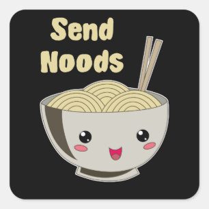 Send Noods Vintage Ramen Japanese Noodle Soup Square Sticker