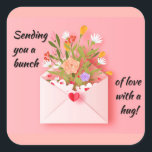 Send some love and a hug! square sticker<br><div class="desc">Send someone special love and a hug!  Perfect for Valentines,  Anniversary,  Birthday,  any occasion to spread some love!</div>