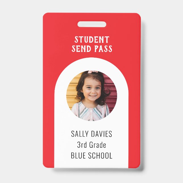 SEND Student Support Pass Photo Info Badge ID Badge (Front)