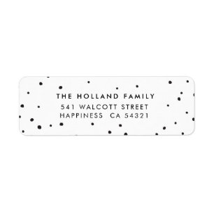 SENDER ADDRESS cute modern snow spots black Return Address Label