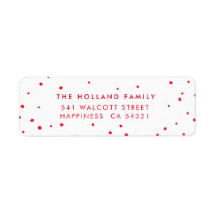 SENDER ADDRESS cute modern snow spots red Return Address Label