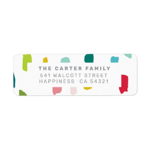 SENDER ADDRESS modern bold bright colourful dabs Return Address Label