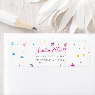 SENDER ADDRESS pretty bright colours whimsical Return Address Label