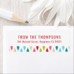 SENDER modern festive christmas tree pattern colou Return Address Label<br><div class="desc">by kat massard >>> WWW.SIMPLYSWEETPAPERIE.COM <<<</div>