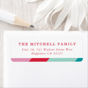 SENDER modern minimal geometric red pink Return Address Label