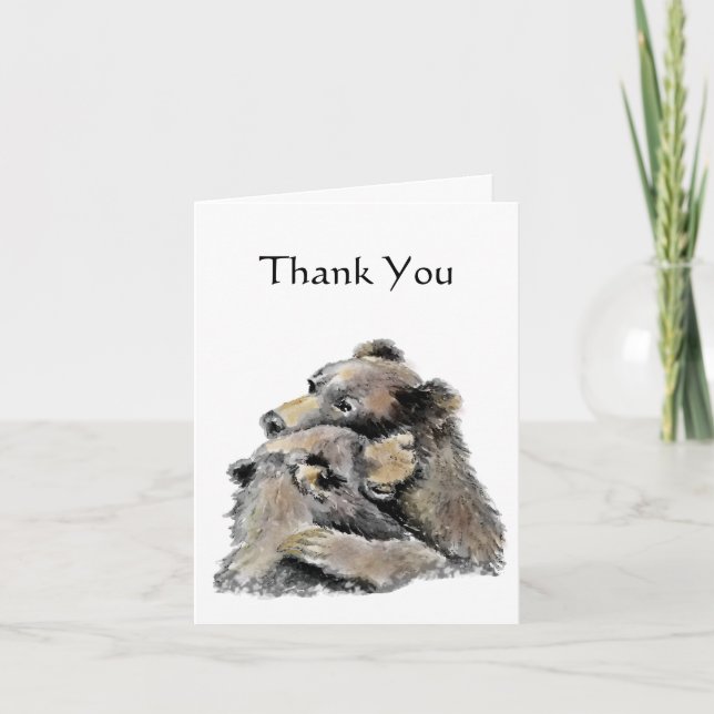 Sending a Big Bear Hug to say Thank You Card (Front)