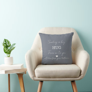 Sending a Big Hug Editable Love Message Dusty Blue Cushion