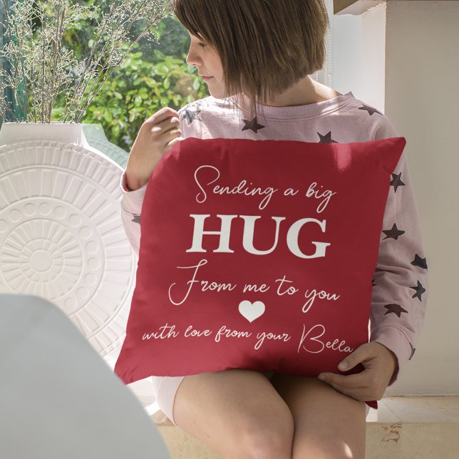 Sending A Big HUG Red Valentine's Day Monogram Cushion (Creator Uploaded)