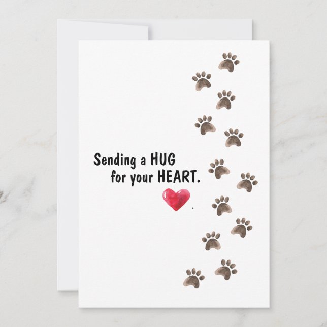 Sending A Hug for your Heart Pet Loss Sympathy Card (Front)