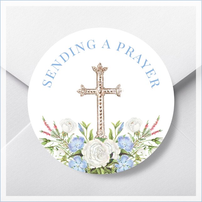 Sending a Prayer | Gold Cross Classic Round Sticker (Creator Uploaded)