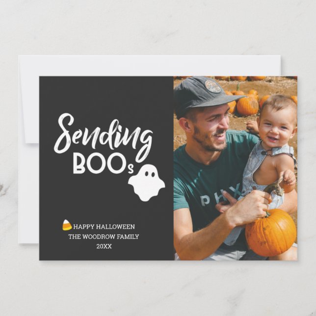 "Sending Boo's" Custom Halloween Photo with Candy Card (Front)