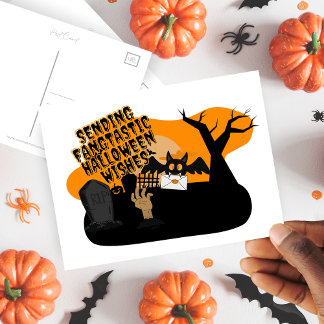 Sending Fangtastic Halloween Wishes  Postcard