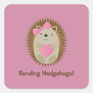 Sending Hedgehugs Cute Cartoon Girl Hedgehog  Square Sticker