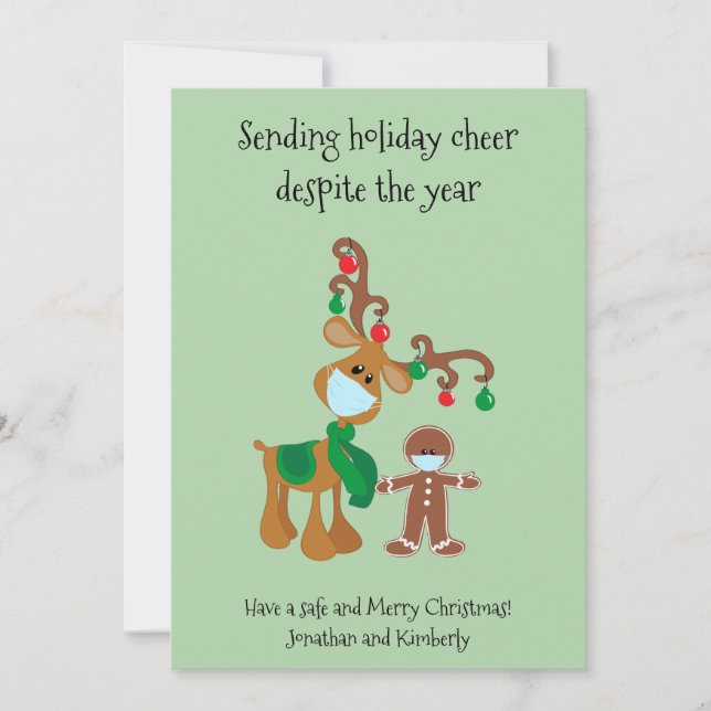 Sending Holiday Cheer Reindeer Face Mask Card (Front)