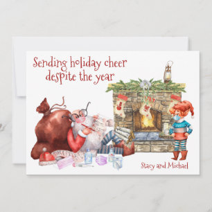 Sending Holiday Cheer Santa List Covid 2021 Card