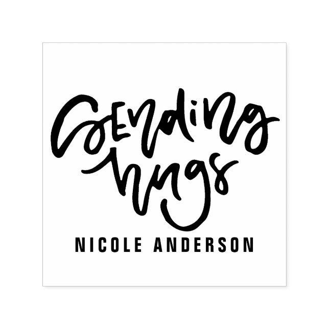 Sending Hugs Hand Lettering Script Personalised Self-inking Stamp (Design)