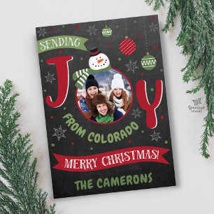 Sending Joy Christmas Snowman Holiday Card