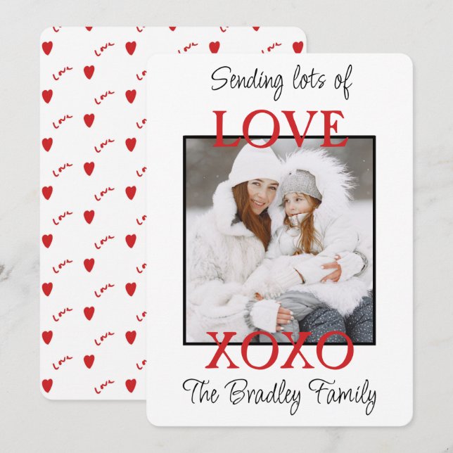 Sending lots of Love Xoxo Custom Portrait Holiday Card (Front/Back)