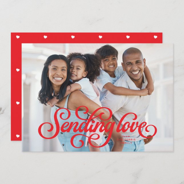 Sending love cute red one photo Valentine Holiday Card (Front/Back)